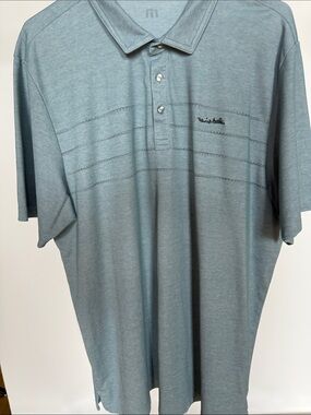 Travis Mathew Men's Heather Slate Blue Polo